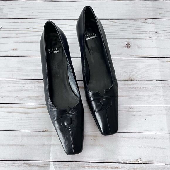 Stuart Weitzman Black Leather Pumps Women’s Size 10 - Picture 1 of 14